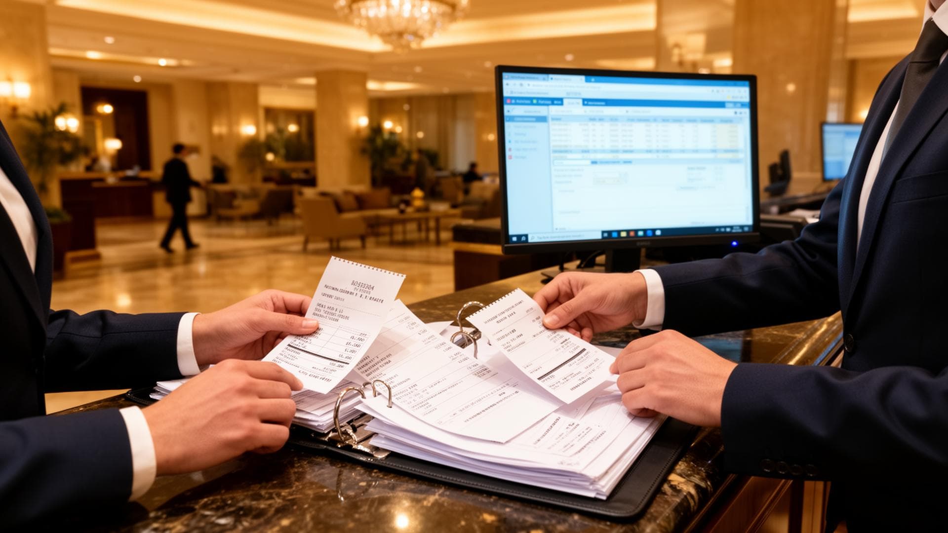 Financial processes at a hotel reception