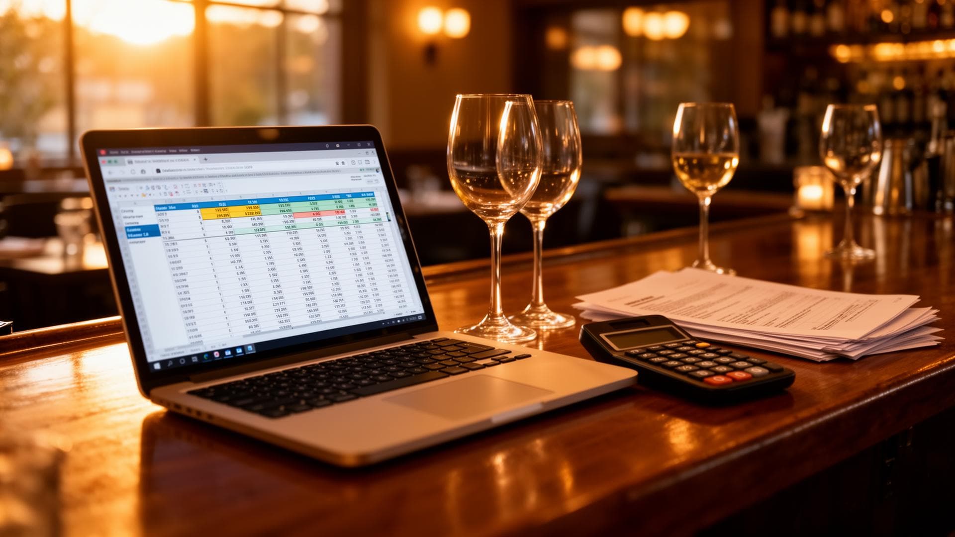 Financial workspace in a hospitality setting